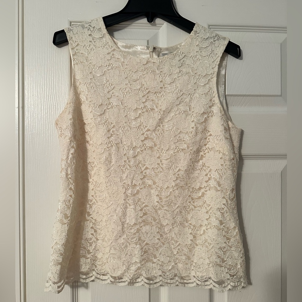 Casual Corner Cream Lace Blouse